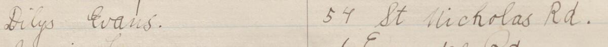 Image of Dilys Evans's signature and address in the petition