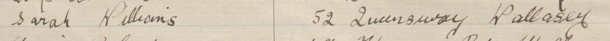 Image of Sarah Williams's signature and address in the petition
