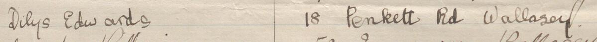 Image of Dilys Edwards's signature and address in the petition
