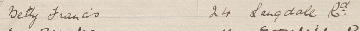 Image of Betty Francis's signature and address in the petition