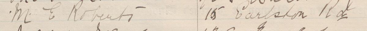 Image of M E Roberts's signature and address in the petition