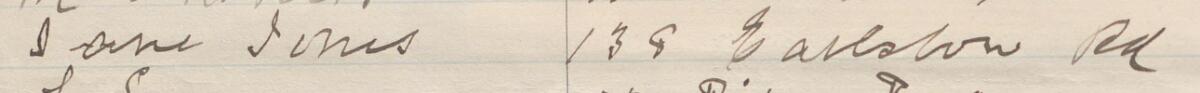 Image of Jane Jones's signature and address in the petition