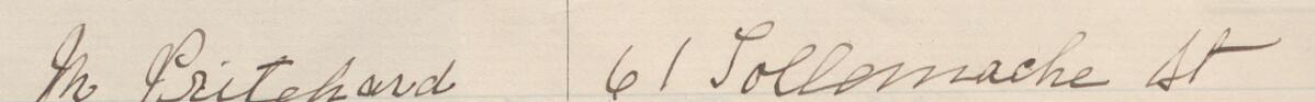 Image of M Pritchard's signature and address in the petition