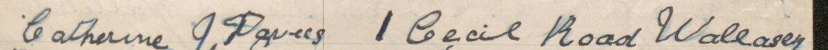 Image of Catherine J Davies's signature and address in the petition