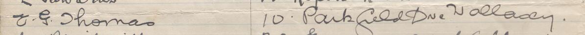 Image of E G Thomas's signature and address in the petition