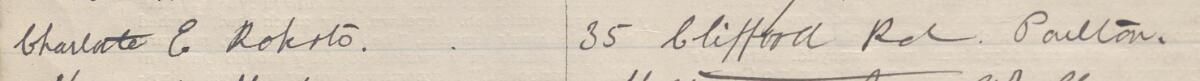 Image of Charlotte E Roberts's signature and address in the petition