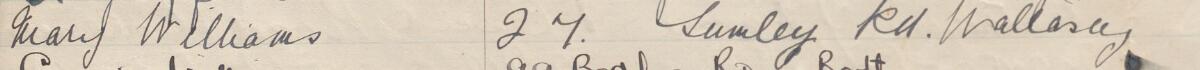Image of Mary Williams's signature and address in the petition