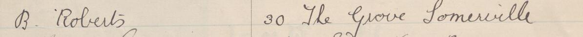Image of B Roberts's signature and address in the petition