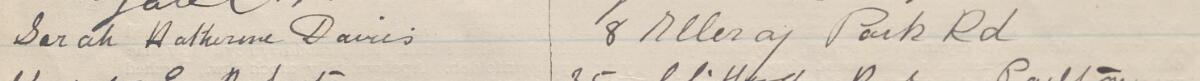 Image of Sarah Katherine Davies's signature and address in the petition