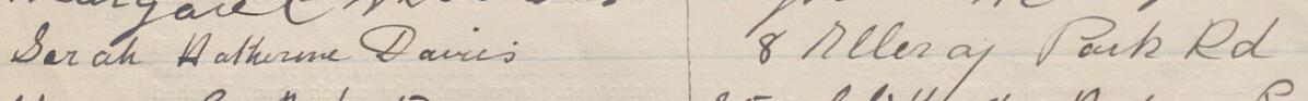 Image of Sarah Katherine Davies's signature and address in the petition