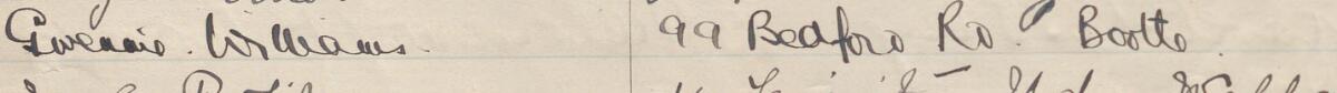 Image of Gwennie Williams's signature and address in the petition