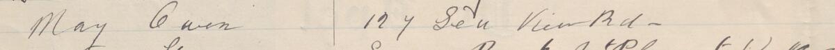 Image of May Owen's signature and address in the petition