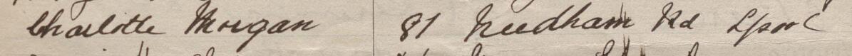 Image of Charlotte Morgan's signature and address in the petition