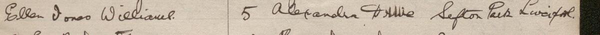 Image of Ellen Jones Williams's signature and address in the petition