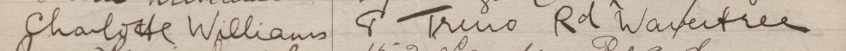 Image of Charlotte Williams's signature and address in the petition