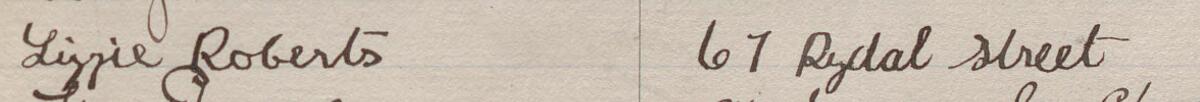 Image of Lizzie Roberts's signature and address in the petition