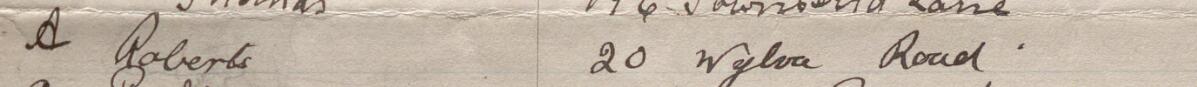 Image of A Roberts's signature and address in the petition