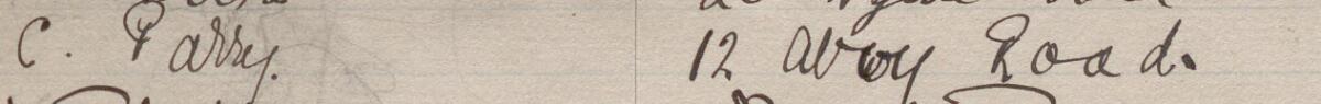 Image of C Parry's signature and address in the petition