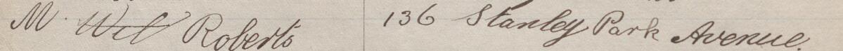 Image of M Roberts's signature and address in the petition