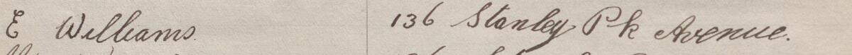 Image of E Williams's signature and address in the petition