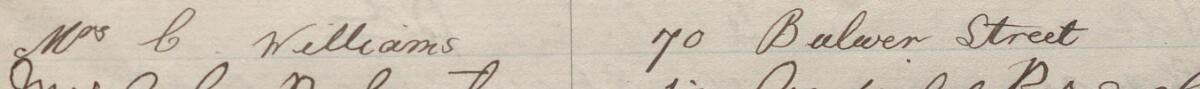 Image of Mrs C. Williams's signature and address in the petition