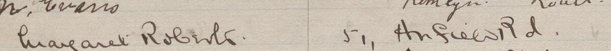 Image of Margaret Roberts's signature and address in the petition