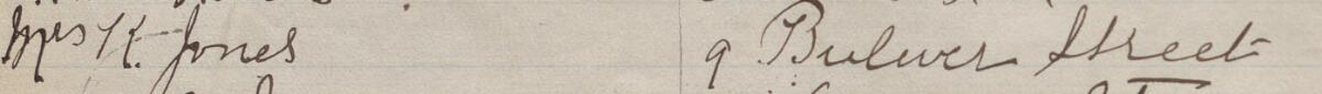 Image of Mrs K. Jones's signature and address in the petition