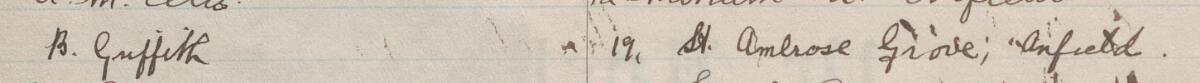 Image of B. Griffith's signature and address in the petition