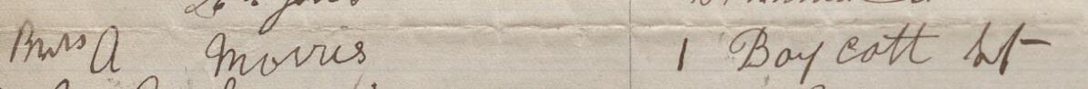 Image of Mrs A Morris's signature and address in the petition