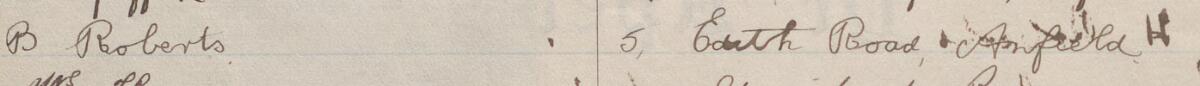 Image of B Roberts's signature and address in the petition