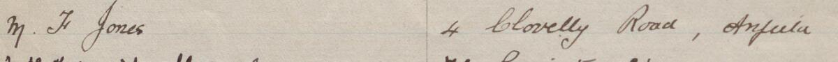 Image of M. F Jones's signature and address in the petition