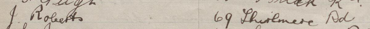 Image of J. Roberts's signature and address in the petition