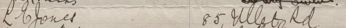 Image of L E Jones's signature and address in the petition