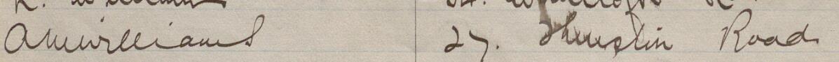 Image of A M Williams's signature and address in the petition