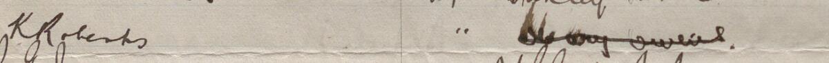 Image of K. Roberts's signature and address in the petition