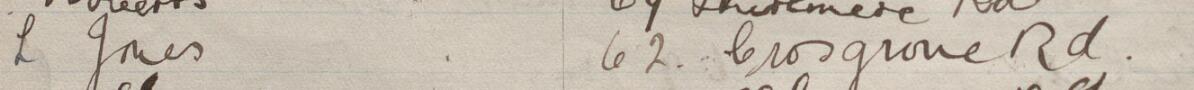 Image of L Jones's signature and address in the petition