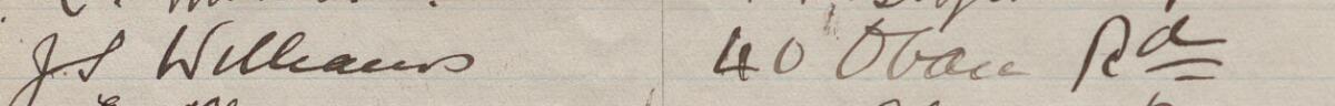 Image of J S Williams's signature and address in the petition