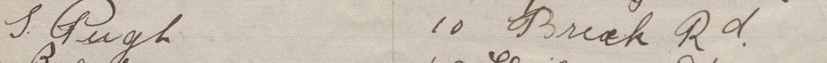 Image of S. Pugh's signature and address in the petition