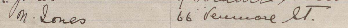 Image of M. Jones's signature and address in the petition