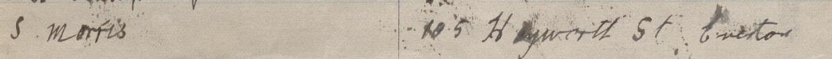 Image of S. Morris's signature and address in the petition