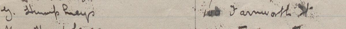 Image of G. Humphreys's signature and address in the petition