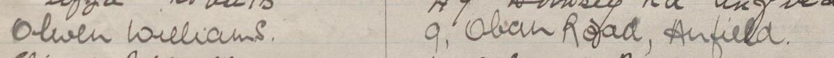 Image of Olwen Williams's signature and address in the petition