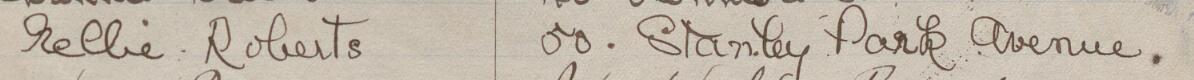 Image of Nellie Roberts's signature and address in the petition