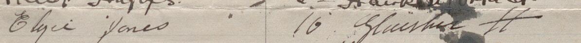 Image of Eliza Jones's signature and address in the petition