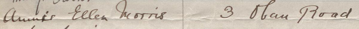 Image of Annie Ellen Morris's signature and address in the petition