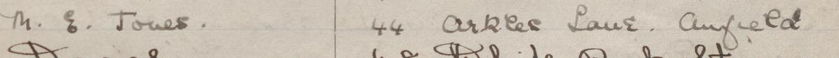 Image of M. E. Jones.'s signature and address in the petition