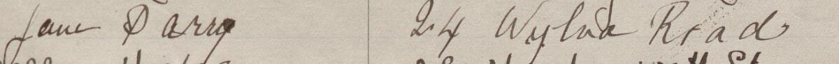 Image of Jane Parry's signature and address in the petition