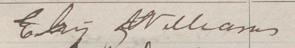 Image of Eliz Williams @'s signature and address in the petition
