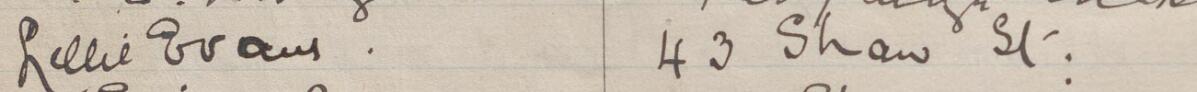 Image of Nellie Evans.'s signature and address in the petition