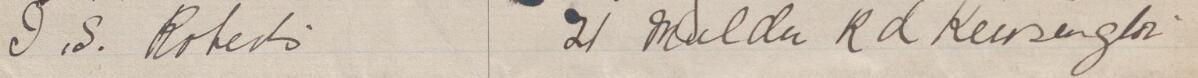 Image of J. S. Roberts's signature and address in the petition